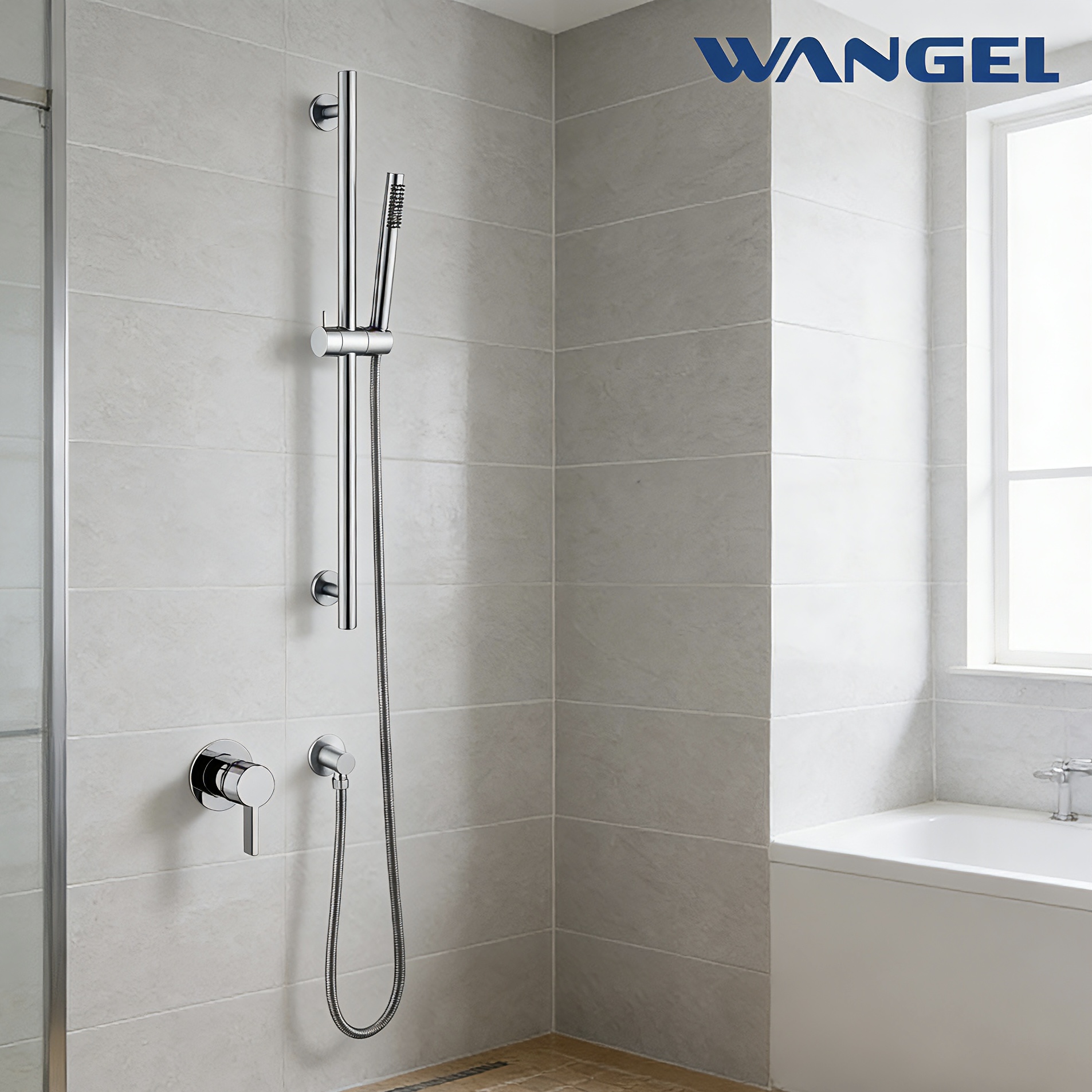 Wangel Chrome-Plated Single-Control Handheld Shower Kit - 图片 2