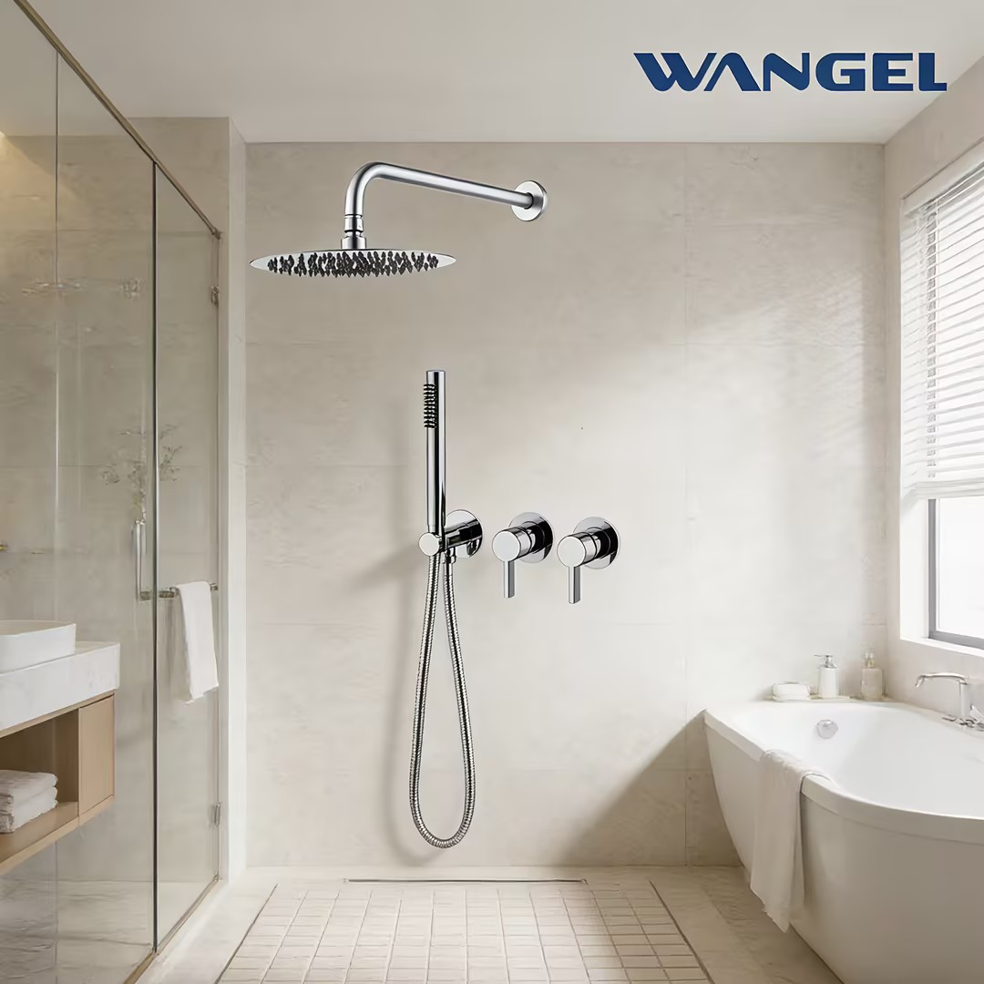 Wangel Chrome-Plated Dual-Valve Dual-Shower Set - 图片 2