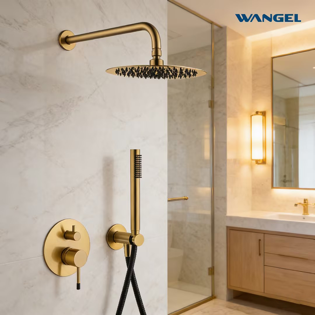 Premium Modern Brushed Gold Bathroom Shower Set - 图片 3