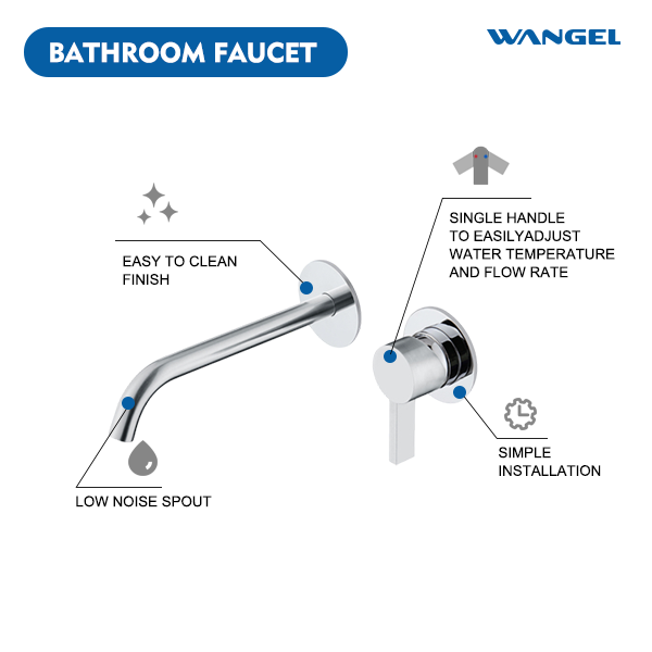 Wangel Chrome-Plated Wall-Mount Split Basin Faucet - 图片 3