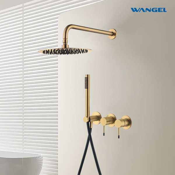 High-Quality Brushed Gold Two-Function Shower System - 图片 3