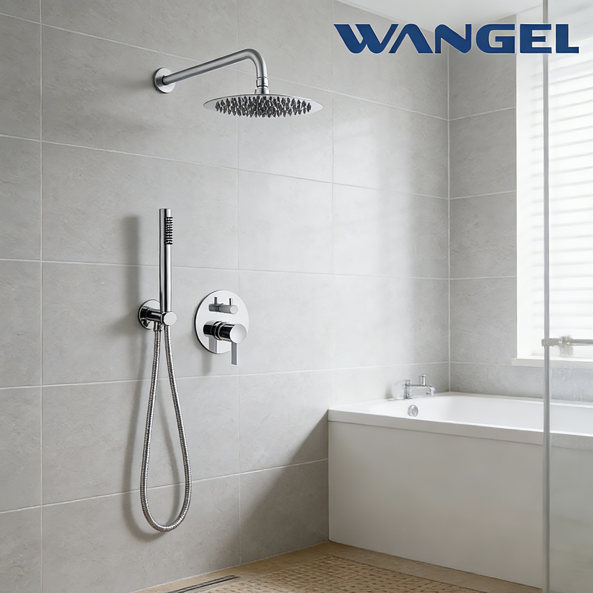 Wangel Chrome-Plated Dual-Control Dual-Outlet Shower System - 图片 3