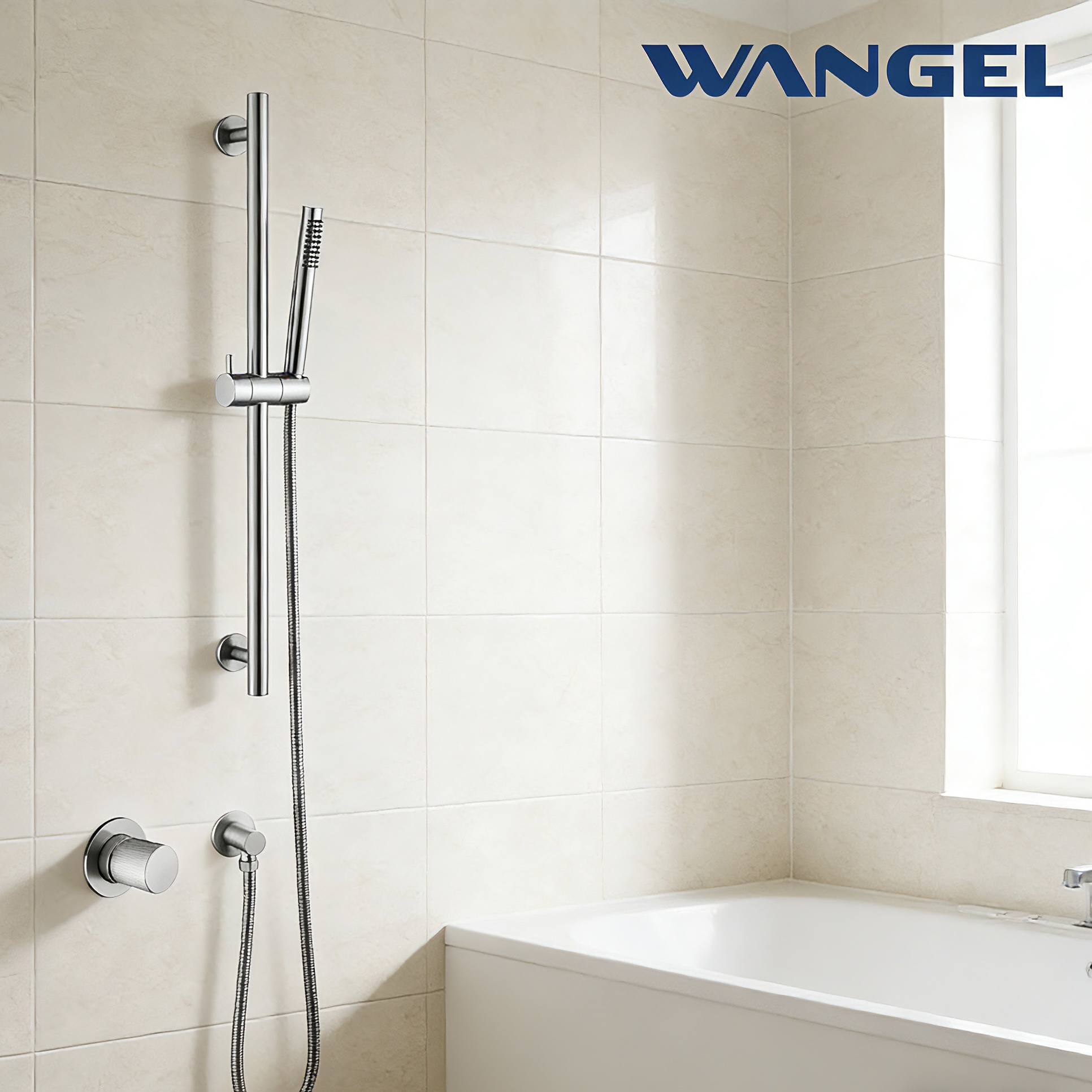 Wangel Brushed Stainless Steel Handheld Shower Set - 图片 2
