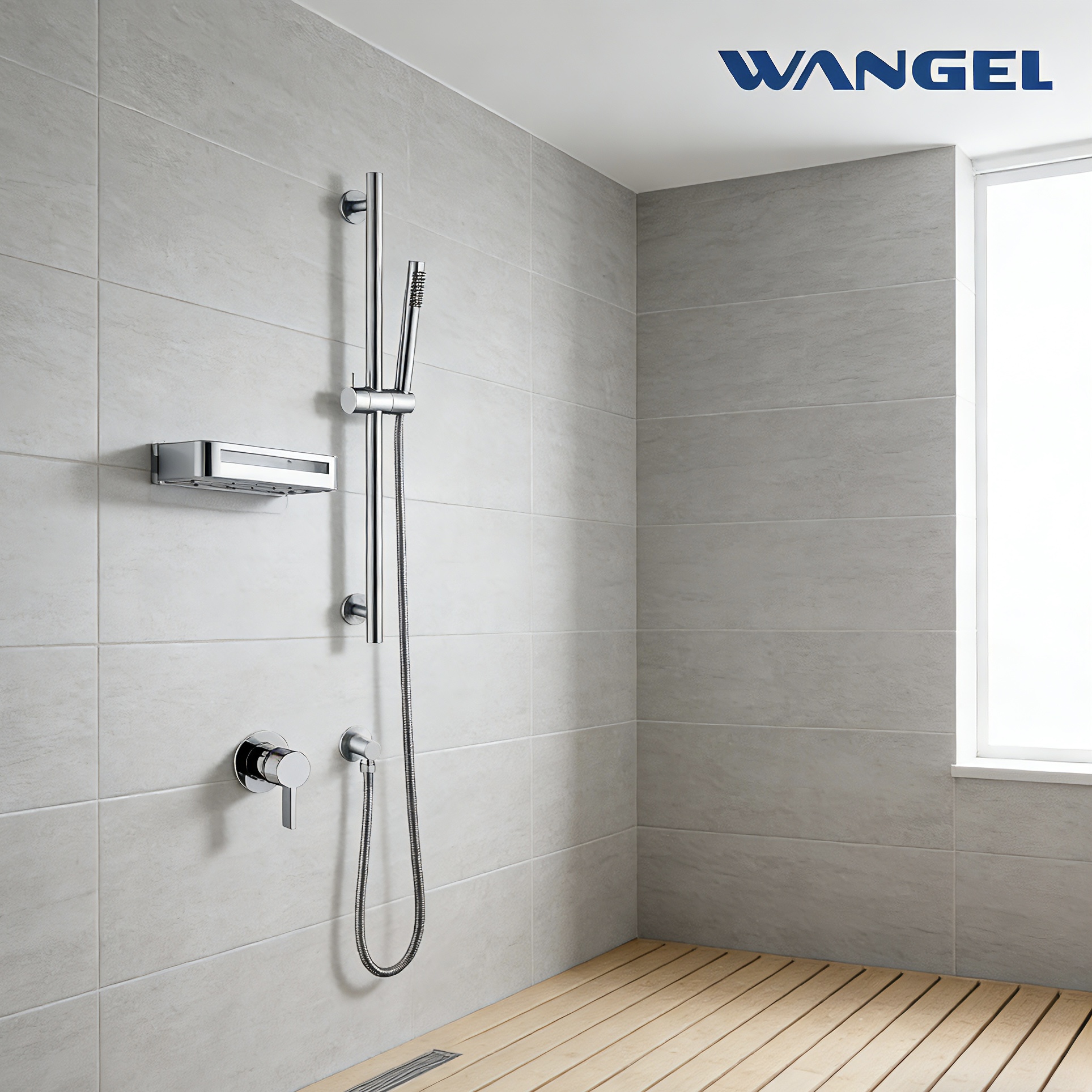 Wangel Chrome-Plated Single-Control Handheld Shower Kit - 图片 3