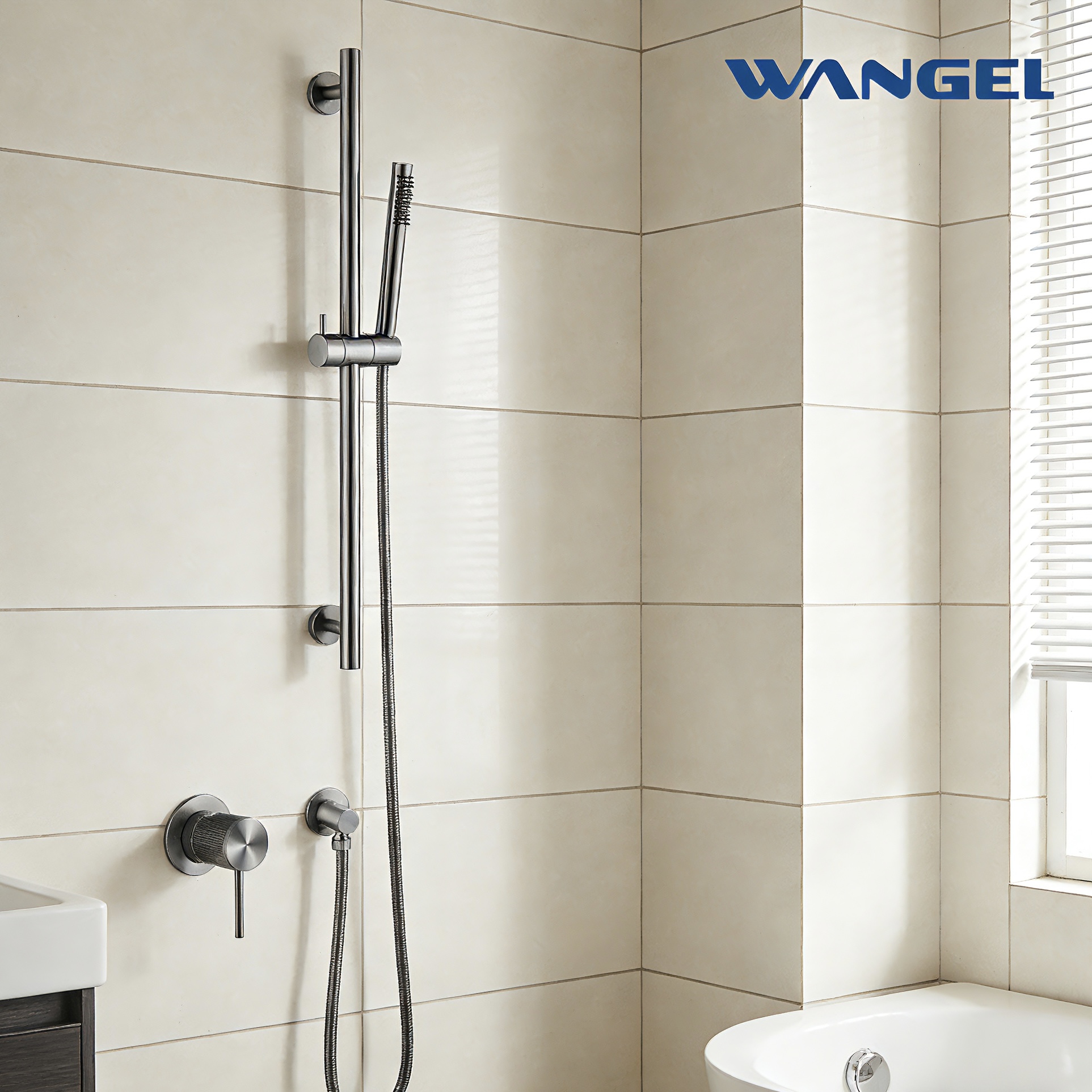 Wangel Gunmetal Adjustable Handheld Shower Set - 图片 2