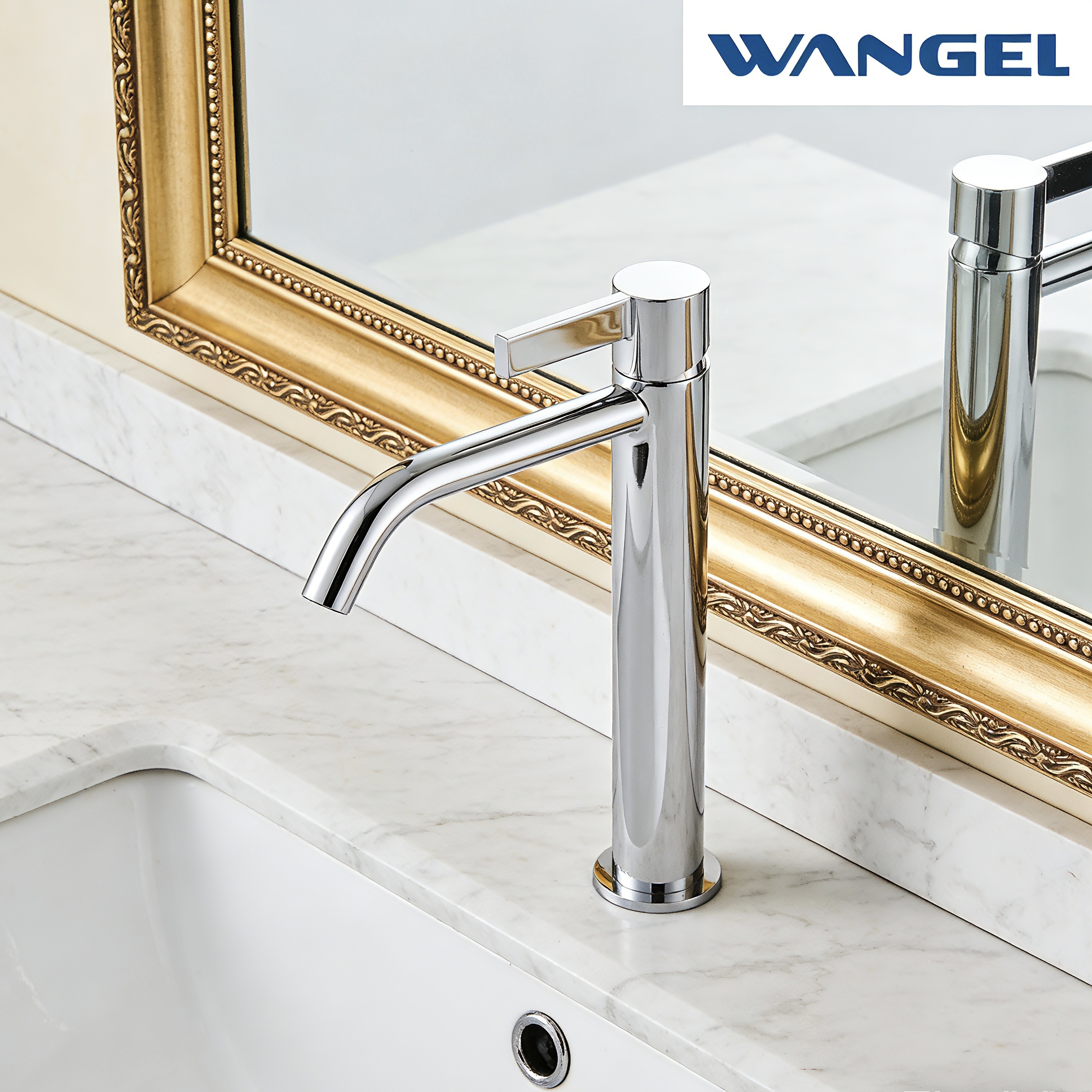 Wangel Chrome-Plated Tall-Rise Basin Faucet - 图片 2