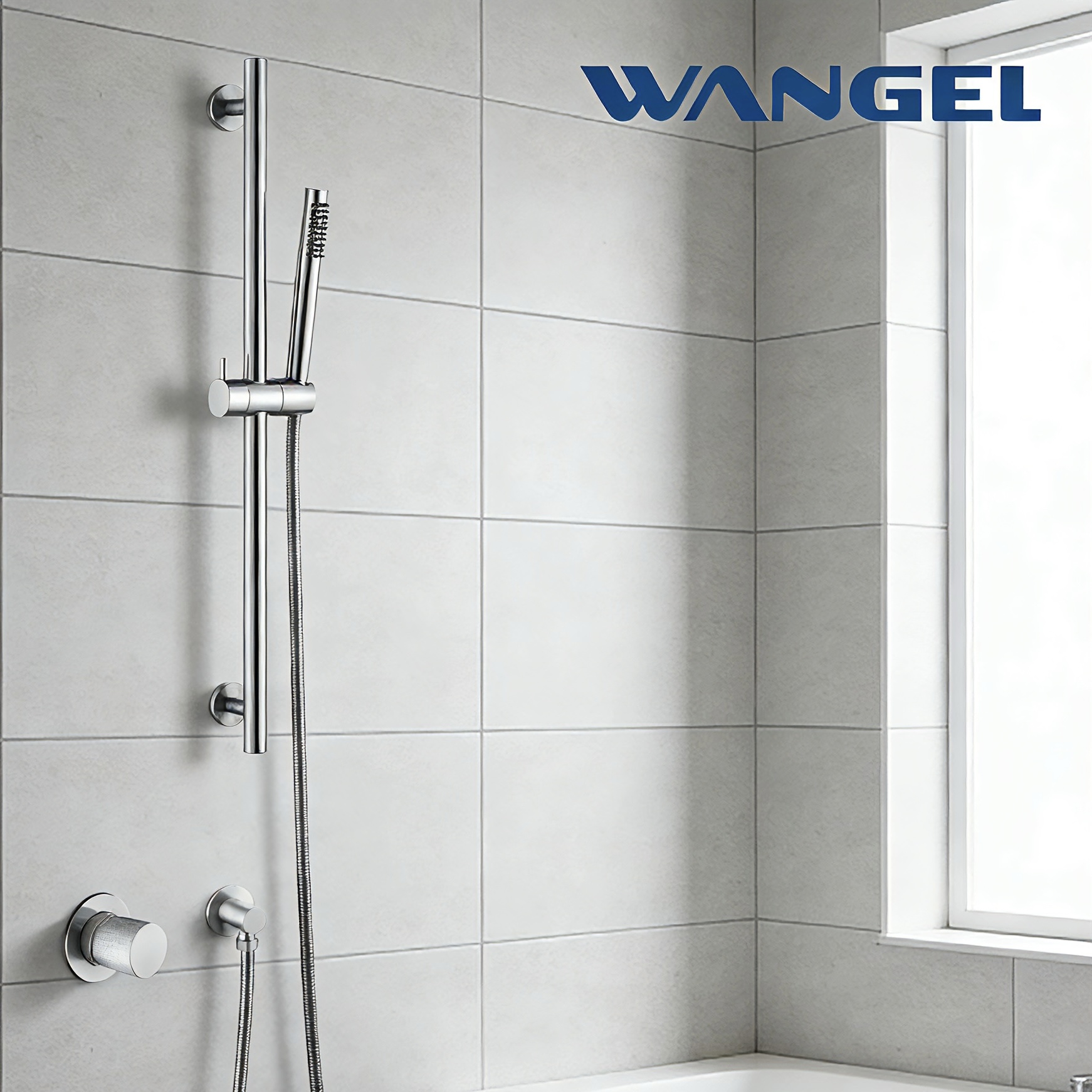 Wangel Brushed Stainless Steel Handheld Shower Set - 图片 3