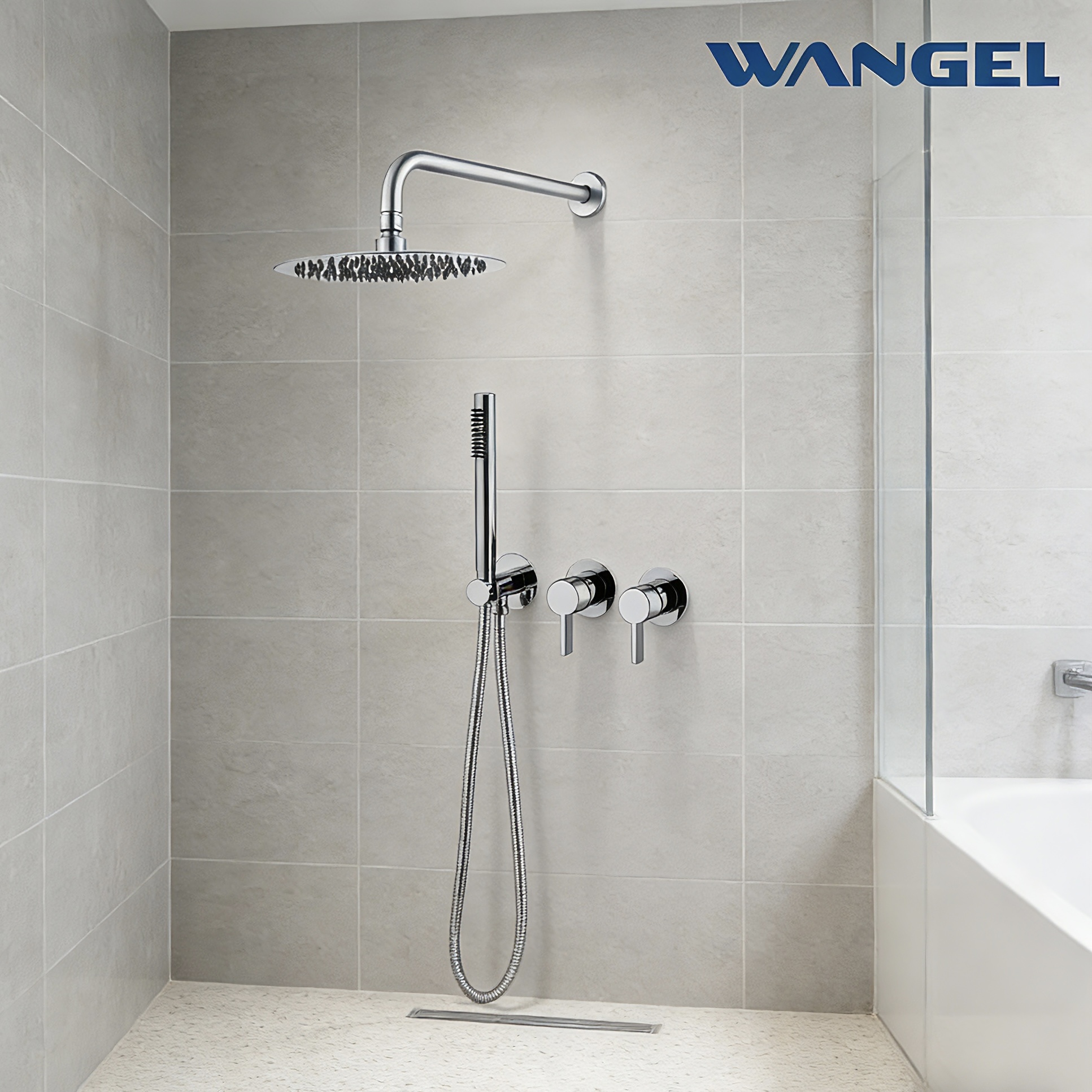 Wangel Chrome-Plated Dual-Valve Dual-Shower Set - 图片 3