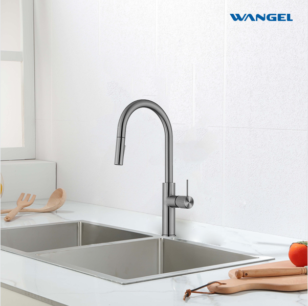 360° Gunmetal Grey Pull-Out Kitchen Faucet - 图片 3