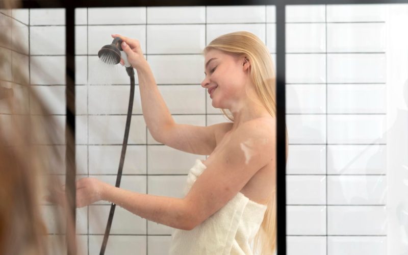 taking shower with Shower Mixer